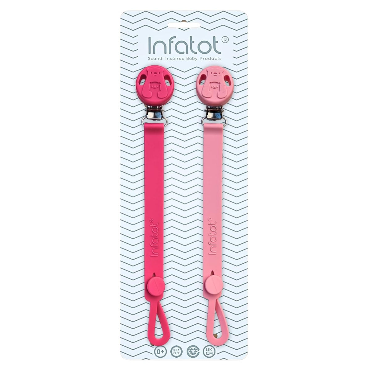 InfatotÃƒÆ’Ã†â€™ÃƒÂ¢Ã¢â€šÂ¬Ã…Â¡ÃƒÆ’Ã¢â‚¬Å¡Ãƒâ€šÃ‚Â® Dummy Clip Boys & Dummy Clips Girl Dummy Clips - Baby Dummy Clip, Pacifier Holder, Soother Chains - Soother Clips, Dummy Strap, Pacifier Clips, Dummy Holder - Double Pink (Silicone)
