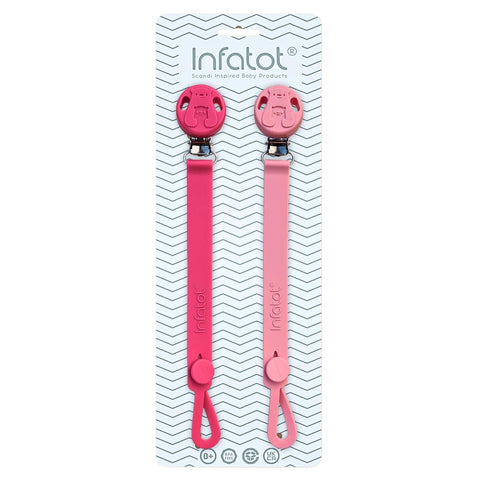 InfatotÃƒÆ’Ã†â€™ÃƒÂ¢Ã¢â€šÂ¬Ã…Â¡ÃƒÆ’Ã¢â‚¬Å¡Ãƒâ€šÃ‚Â® Dummy Clip Boys & Dummy Clips Girl Dummy Clips - Baby Dummy Clip, Pacifier Holder, Soother Chains - Soother Clips, Dummy Strap, Pacifier Clips, Dummy Holder - Double Pink (Silicone)