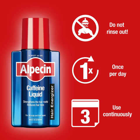 Alpecin Caffeine Liquid Hair Tonic 2x 200ml | Against Thinning Hair | Natural Hair Growth for Men | Energizer for Strong Hair | Hair Care for Men Made in Germany