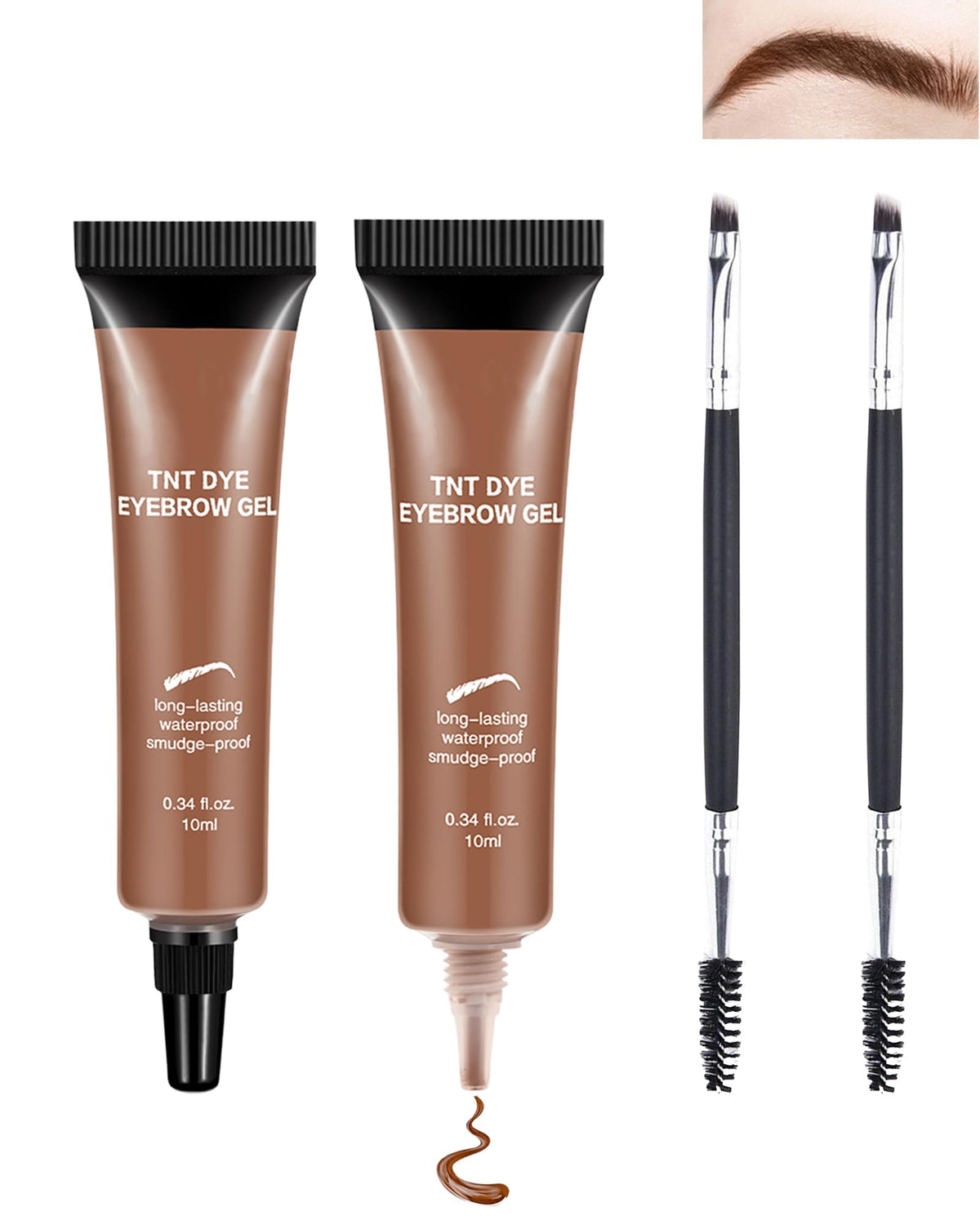 Waterproof Tinted Eyebrow Gel Kit- 2Pcs Bruntte Tinted Thickening Eyebrow Glue with Brow Brush, Brow Fast Sculpt, Long Lasting Eye Makeup, Brush to Fill in Eyebrows and Cover Gray Hair for Women-01#