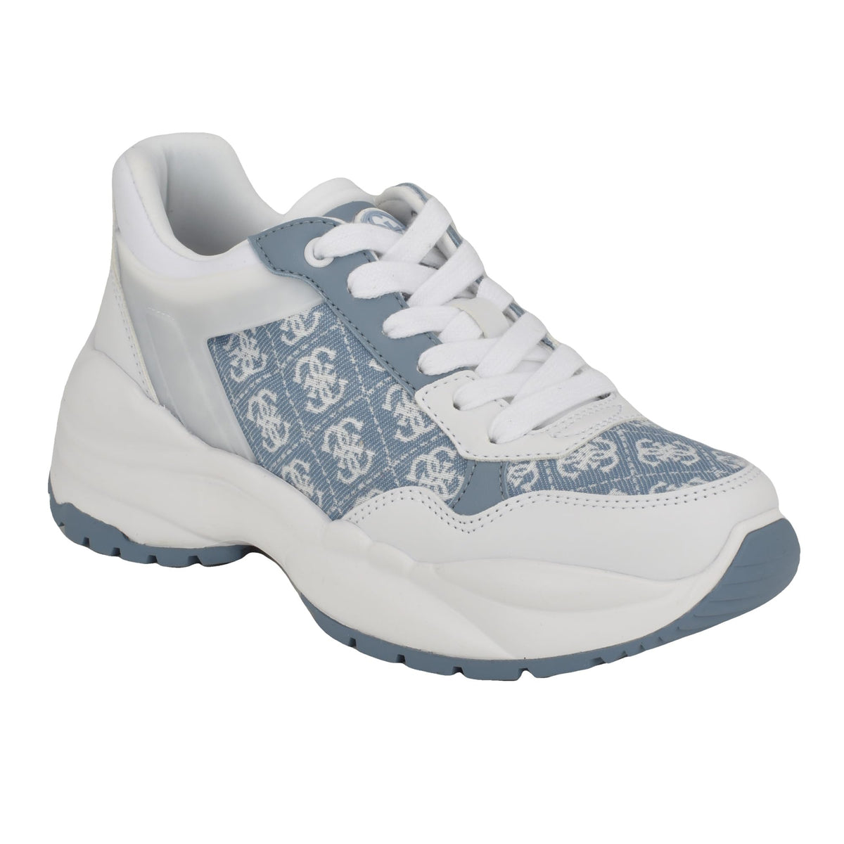 GUESS Women's SAMRA Sneaker, Blue/White 420, 10