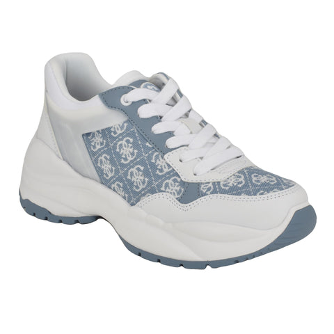 GUESS Women's SAMRA Sneaker, Blue/White 420, 10