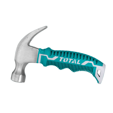 Total - Mini Carpenter's Hammer | 220g Forged Steel Head | Curved Shovel Nail Punch for Woodworking | Fibre Handle | Compatible with Tool Belt, Pliers, Multicoloured
