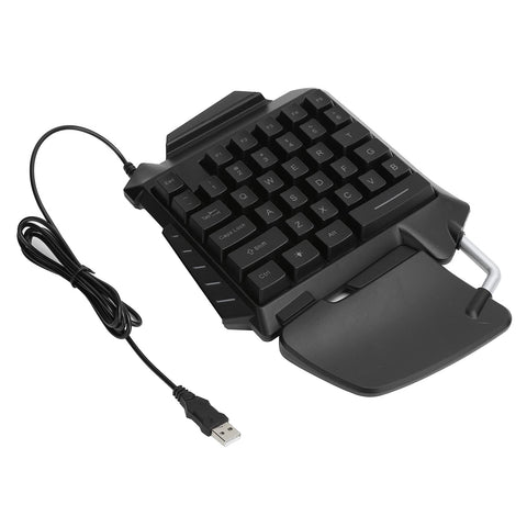 One Handed Gaming Keyboard, USB Wired Single Hand Ergonomic LED Backlit E-Sports Game Keypad with 35-Key for Desktop PC Game Console