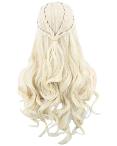 LeMarnia Women's Wig Blonde Long Curls with Braids for Medieval Renaissance Cosplay Wigs Halloween Costume Wigs