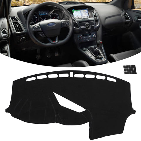 KEYOOG Dashboard Cover Dash Mat Fit for Fo-rd 2018-2013 Focus ST /2018-2016 Focus RS (Only Fit ST or RS Models),Car Dash Board Mat Anti-Glare Carpet,Non-Slip Pad Sunshield Protector (Black)