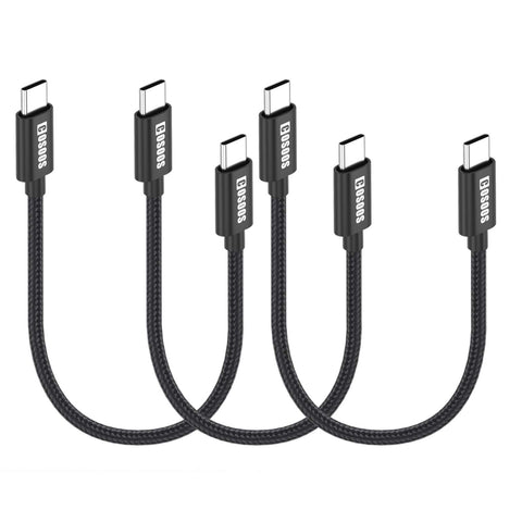 COSOOS 3-Pack Short USB C to USB-C Cables (10in/26cm) Nylon Braided 60W Fast Charging Syncing Type C Cable Cord for iPhone 15 Pro Max, Samsung Galaxy S23, Z, iPad Pro, PD C Charger