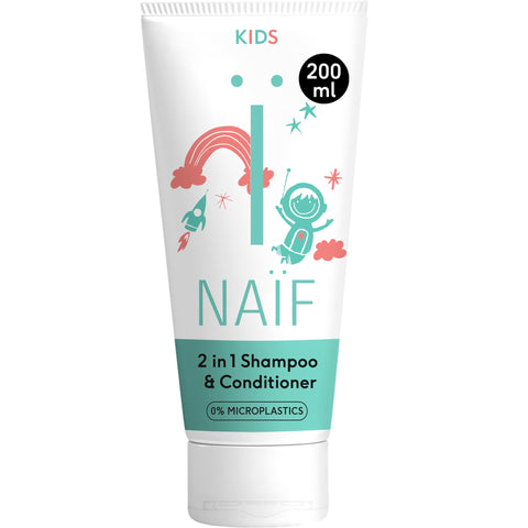 Naïf Kids 2-in-1 Shampoo - 200 ml - for Children - Natural Ingredients - No Microplastics