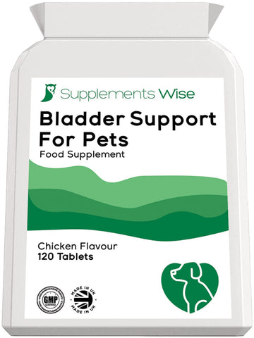Bladder Support For Dogs and Cats - UTI Treatment - Urinary Tract Infection and Cystitis Relief - D-Mannose and Cranberry Tablets for Dogs -UTI Treatment for Cats - 120 Chicken Flavour Tablets