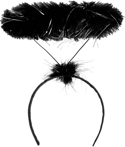 Black Halo Halloween Headband - Angel Halo for Black Angel Costume Black Fluffy Halo Headband - Angel Halo Headband Black Angel Halo for Adult and Kids - Halo Angel Dark Angel Halloween Accessories