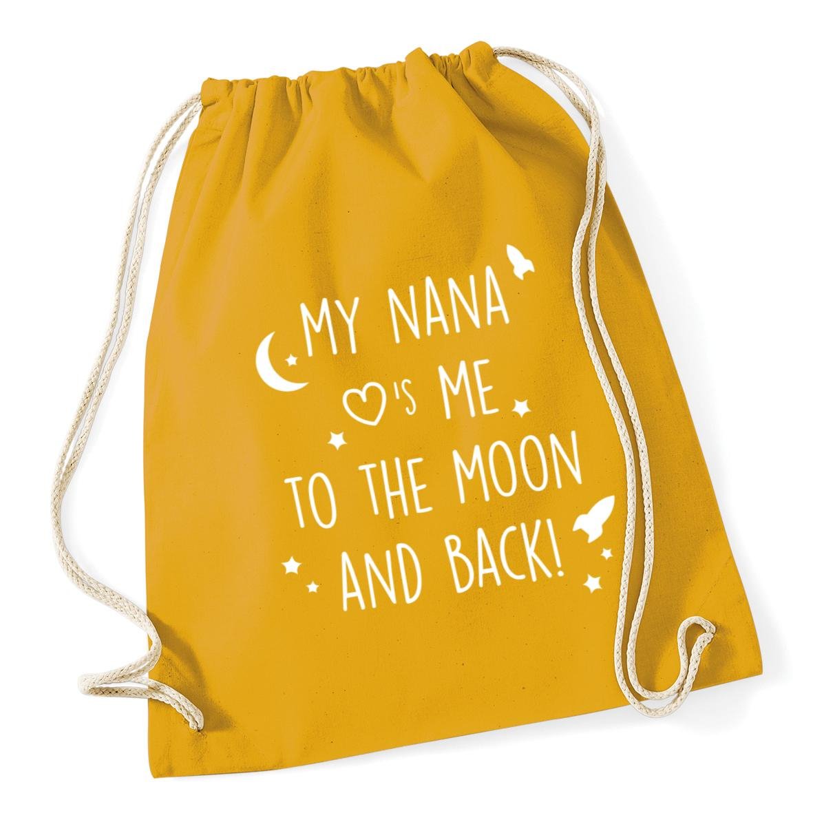 Hippowarehouse My Nana Loves Me To The Moon And Back Drawstring Cotton School Gym Bag 37cm x 46cm, 12 litres