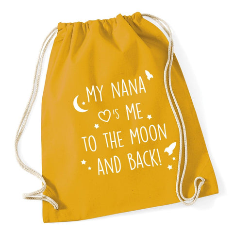 Hippowarehouse My Nana Loves Me To The Moon And Back Drawstring Cotton School Gym Bag 37cm x 46cm, 12 litres