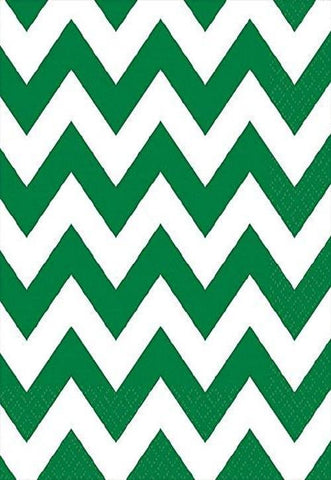 Party Perfect Disposable Chevron Print Luncheon Napkins Tableware, 16 Pieces, Made from Paper, Festive Green by Amscan