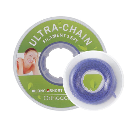 faruijie Colourful Elastic Power Chain for Braces Dental Orthodontic Powerchains 3 Sizes Ortho Rubber Band(Long,Purple 16#)