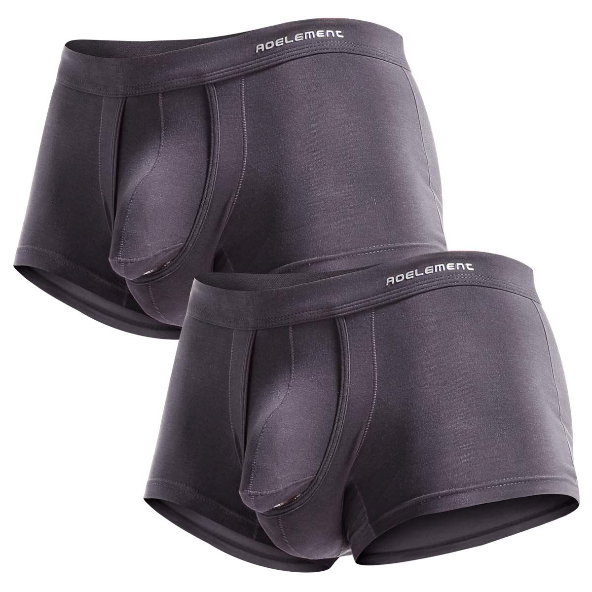 Ouruikia Men's Underwear Modal Boxer Briefs Lightweight Turnks Tagless Underpants with Separate Pouch Grey XL