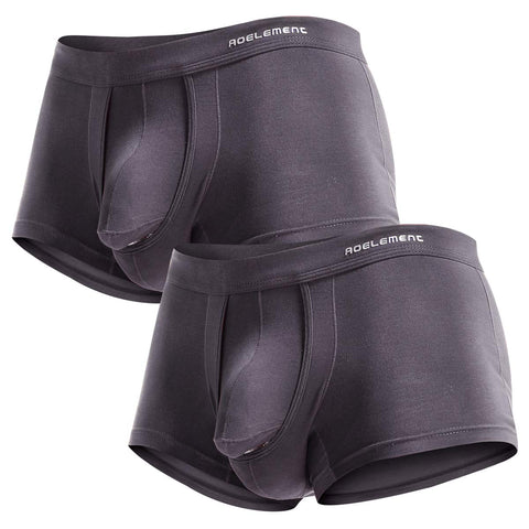 Ouruikia Men's Underwear Modal Boxer Briefs Lightweight Turnks Tagless Underpants with Separate Pouch Grey XL