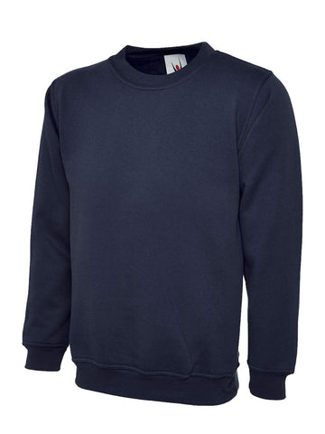 Plain Classic Crewneck Sweatshirt Jumper Top (M, Navy)
