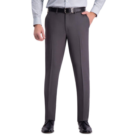 Haggar Men's Premium Comfort Dress Slim Fit Flat Front Pant, Dark Grey, 32W x 32L