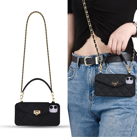 Yatchen for iPhone Xs Max Wallet Case,Crossbody Phone Case with Lanyard Strap Cute Wallet Case Flip Folio Credit Card Holder Soft Silicone Girls Lady Handbag Case for iPhone Xs Max Black