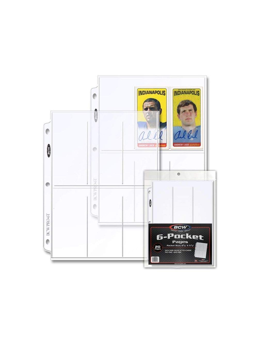 BCW FBA 20 (Twenty Pages) Pro 6-Pocket Page (Tall Or Wide Vision Trading Cards), Clear