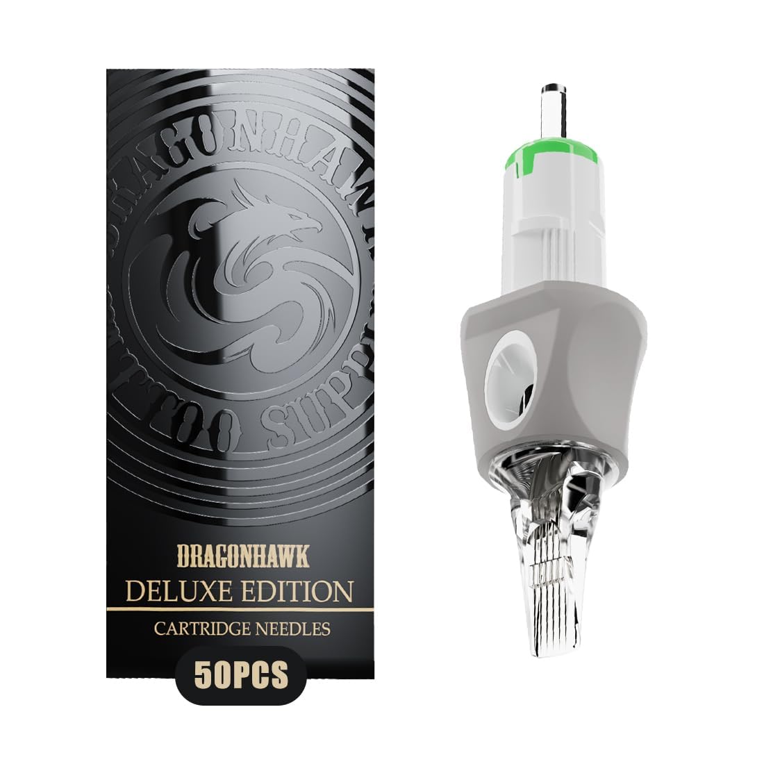 Dragonhawk Glide Extra Smooth Tattoo Needles Cartridges, 50 Count Mixed Sizes, Designed for a Close, Powerful Hit (#10 RL+#12 RL+#12 RM +#12 M1)