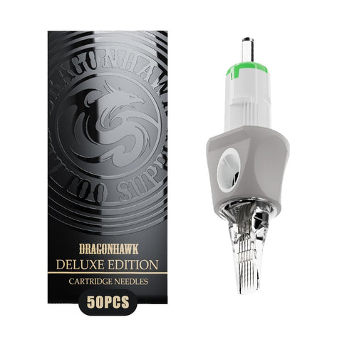 Dragonhawk Glide Extra Smooth Tattoo Needles Cartridges, 50 Count Mixed Sizes, Designed for a Close, Powerful Hit (#10 RL+#12 RL+#12 RM +#12 M1)