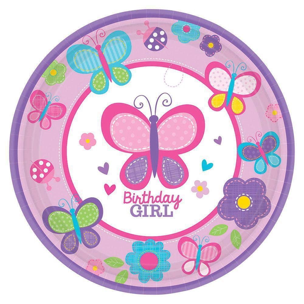 Amscan Sweet 1st Birthday Girl 7" Cake Plates (18 Pack)