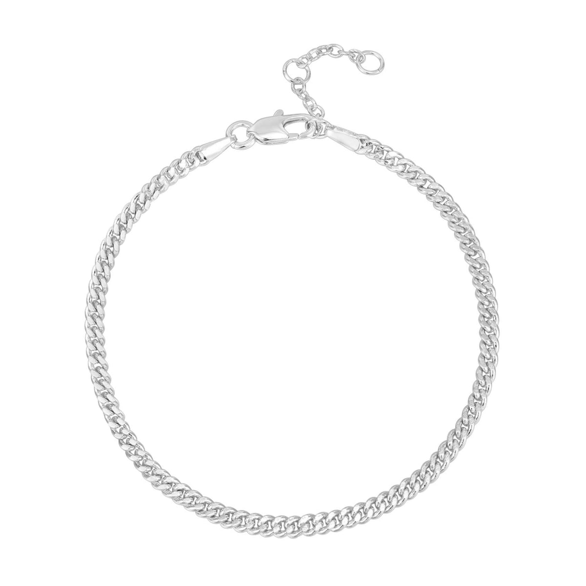 PAVOI 14K Gold Plated Paperclip/Curb/Figaro Chain Adjustable Bracelet for Women (Curb-M, White Gold Plated)