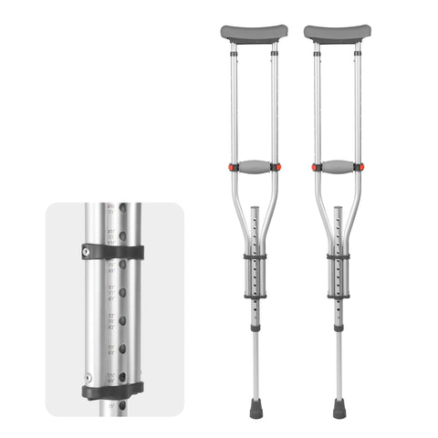 1 Pair Universal Crutches for Adults and Teenager, Adjustable Height for 4'7" to 6'7", 300 LBS Capacity Aluminum Lightweight Crutches with Underarm Pads