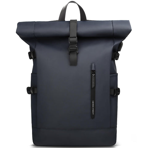 Roll Top Laptop Backpack for Men Women, Expandable Casual Daypack for 15.6 Inch Macbook Water-Resistant Commuter Laptop Rucksack Large Capacity Adjustable 18-27L for Work Business College-blue