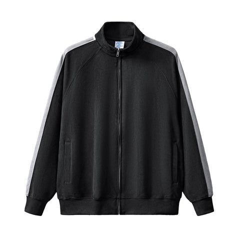 HVDBEYASA Men's Lightweight Full-Zip Mock Neck Sweatshirt Long Sleeve T-shirt Top Stand Collar Winter Warm Sweater Unisex Jacket for Outdoor Sports(Black,XXL)