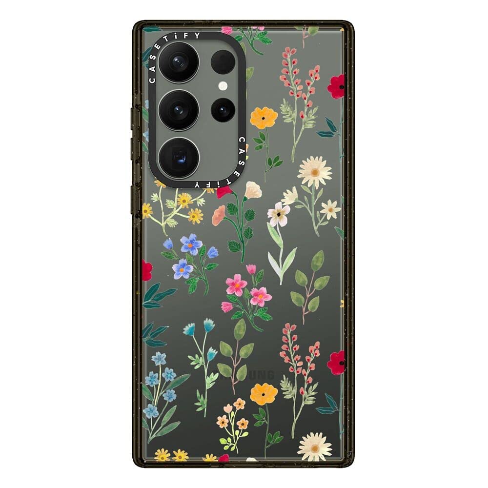 CASETiFY Impact Galaxy S23 Ultra Case [4X Military Grade Drop Tested / 8.2ft Drop Protection] - Spring Botanicals 2 - Clear Black