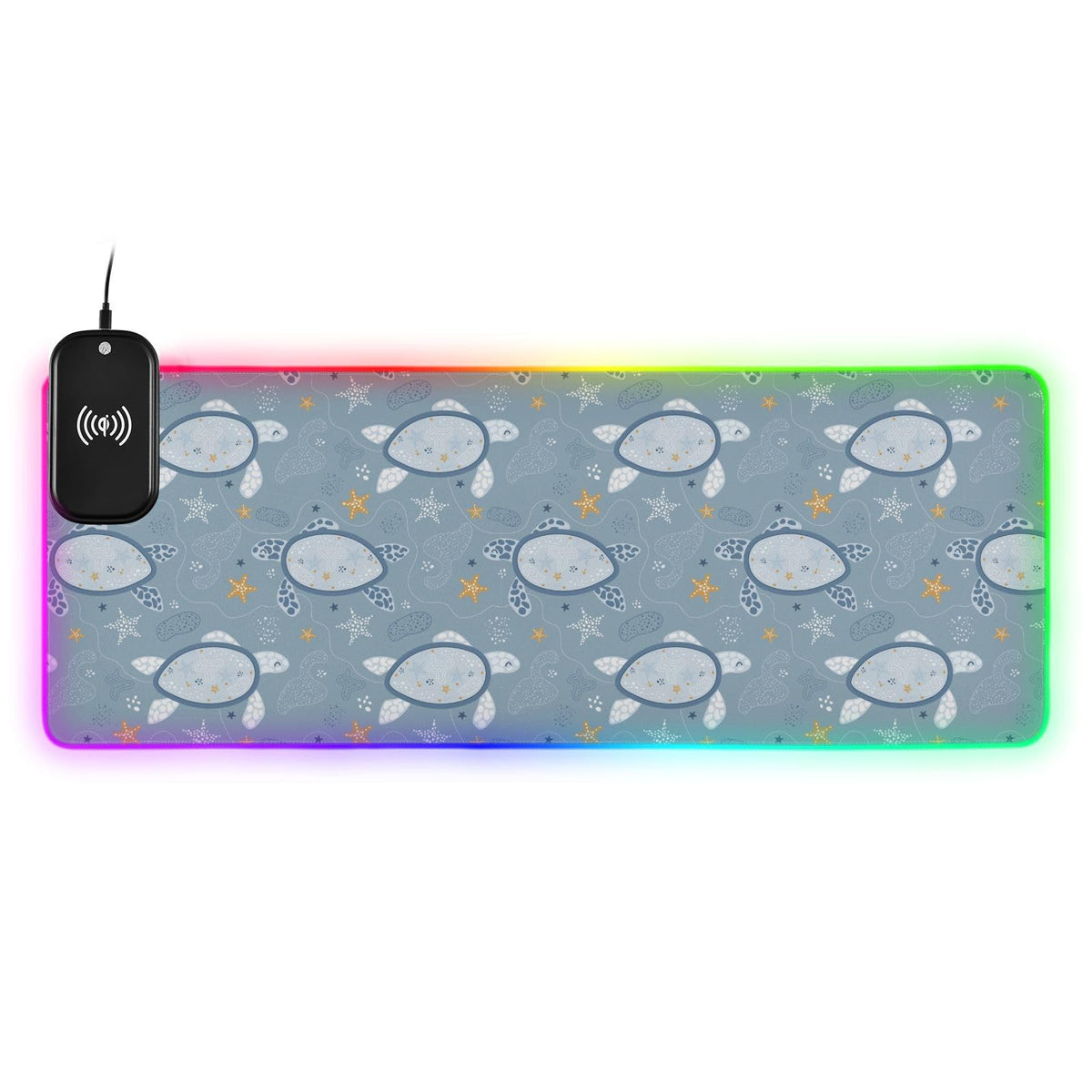 Cute Animals Turtle Wireless Charging Mouse Pad for Mobile Phone Extra Large Gaming Mousepad with 13 Lighting Modes Keyboard Mat for Gaming MacBook PC Laptop Desk Office Home