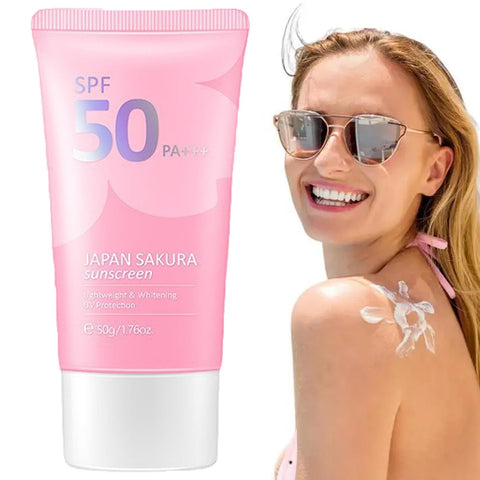 Japan Sakura Sunscreen SPF 50 Bloqueador Solar Japones Sakura Sunscreen for Face Japanese Sunscreen SPF PA+++ Rosada Sakura Sunscreen Essence Cream 50g Moisturizing Cosmetics Skin Care Products (1)