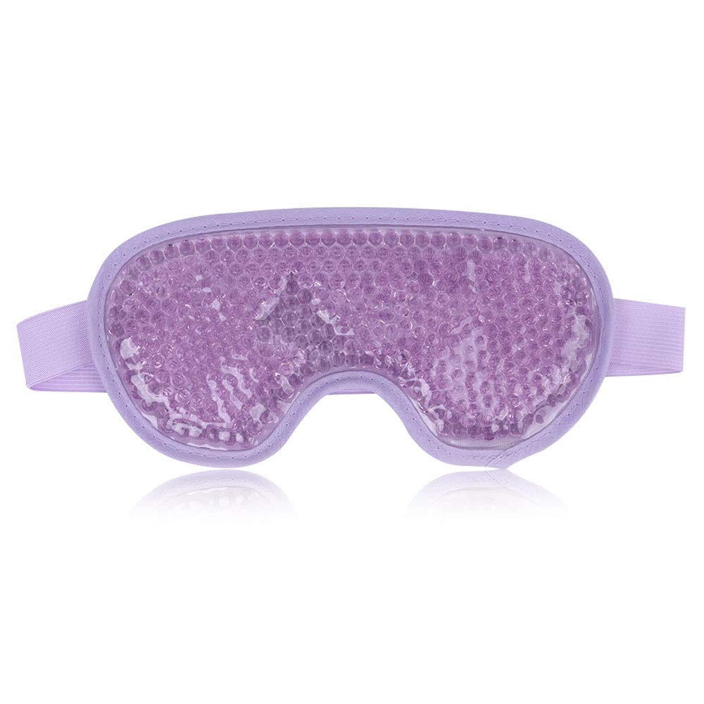 NEWGO Cooling Gel Eye Mask Reusable Cold Eye Mask for Puffy Eyes, Eye Ice Pack Eye Mask with Soft Plush Backing for Dark Circles, Migraine, Stress Relief - Purple