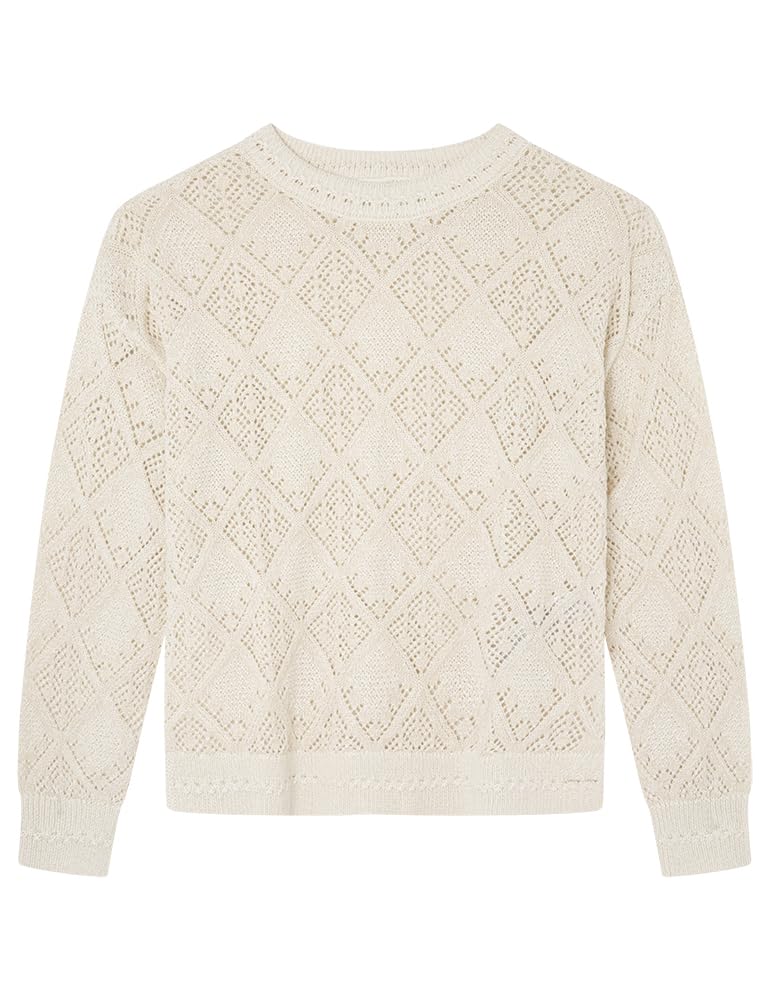 SPRINGFIELD Women's 1338686 Diamond Pointelle Jumper, White Print, XS