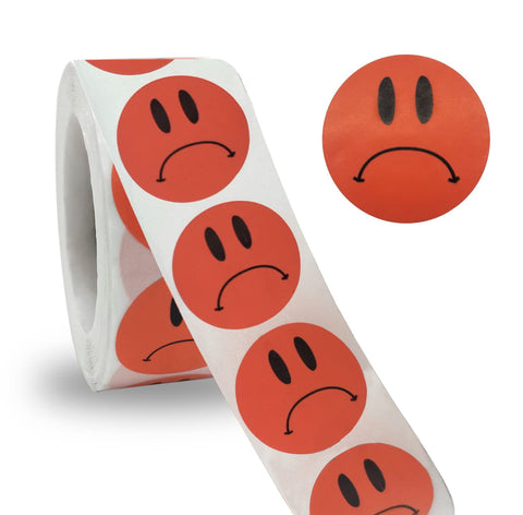 Unhappy Sad Frowns Face Stickers, Motivational Stickers for Teacher Kids Roll 500 pcs