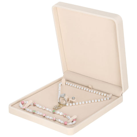 LETURE Velvet Jewelry Set Box, Velvet Gift Box for Bracelet Necklace Earring Ring (Apricot)