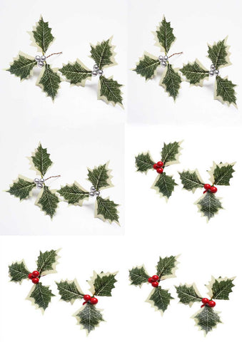 Artificial Holly Berries with Green Leaves, 12PCS Artifical Red Holly Berry Flowers for Christmas Tree/Wreath Arrangement Decorations, Christmas Picks for Crafts Gifts Wedding Party Decorations