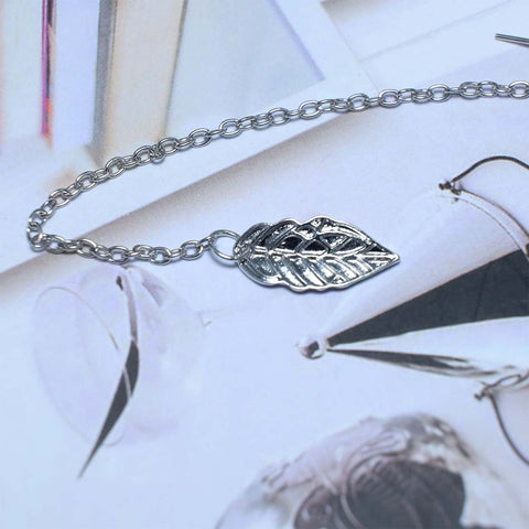 Yheakne Boho Leaf Cuff Chain Earrings Silver Dangle Chain Earrings Cartilage Helix Earrings Cuff Helix to Lobe Chain Earrings Jewelry for Women and Girls