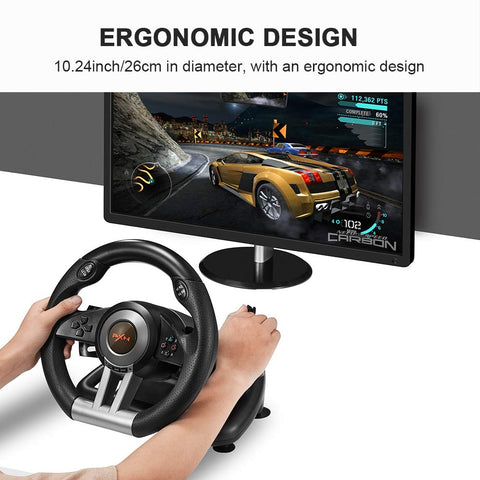 PXN PC Racing Wheel, V3II 180 Degree Universal Usb Car Sim Race Steering Wheel with Pedals for PS3, PS4, Xbox One, Xbox Series X/S, Nintendo Switch (Black)