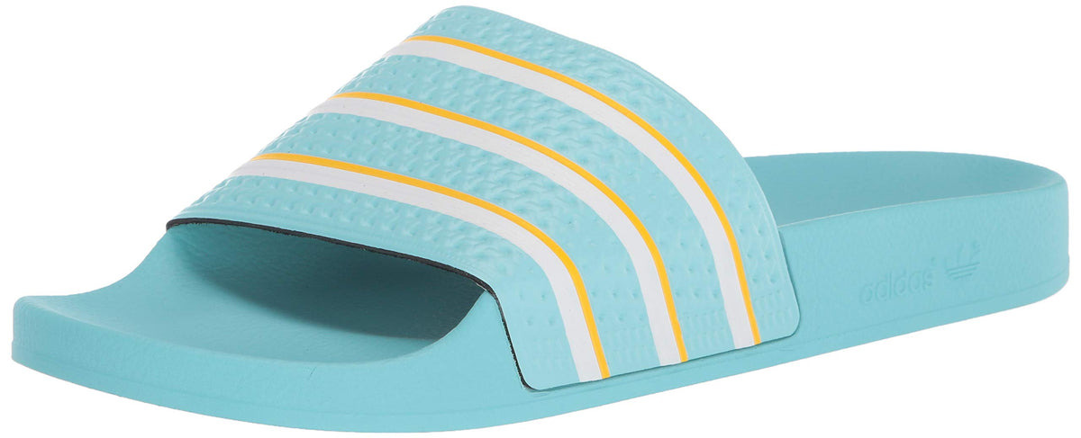 adidas Originals Men's Adilette Slide Sandal, Blue Zest/White/Wonder Glow, 4