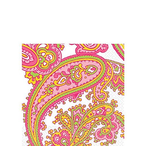 Amscan Decorative Peppermint Paisley Party Beverage Paper Napkins (16 Pack), 5 x 5, Green