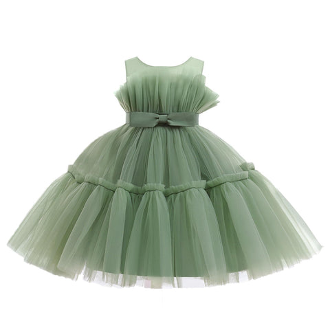 Miipat Baby Girl Dress Tulle Sleeveless Toddler Girls Princess Party Birthday Dresses Wedding Baby Flower Girl Dress Green 130 6-7 Years
