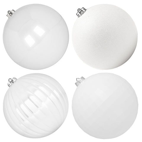 Benjia Giant Christmas Baubles, Extra Large Big Xmas Shatterproof Plastic Ball Ornaments Set for Outdoor Outside Lawn Yard Tree Hanging Decorations Decor (15cm/150mm, 4 Packs, White)