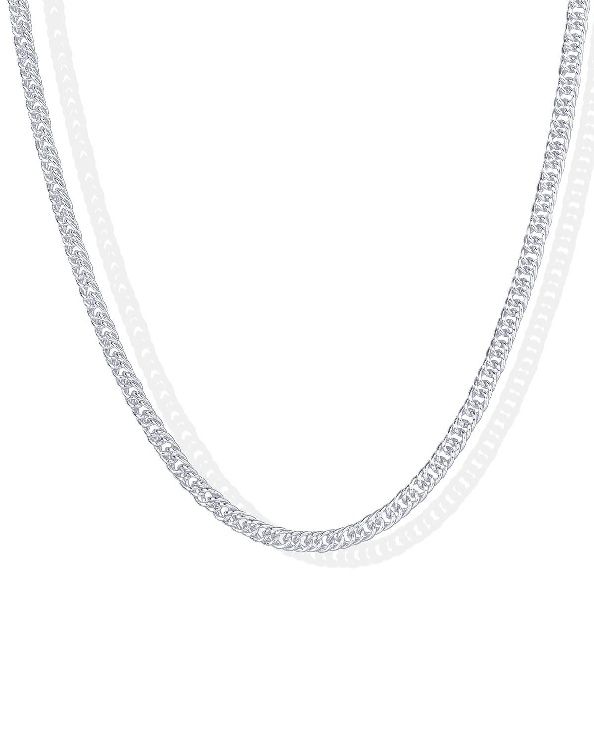 PAVOI 14K Gold Plated Curb Paperclip Box Sphere Bead Snake and Figaro Chain Adjustable Necklace (Curb-2x, White Gold Plated)