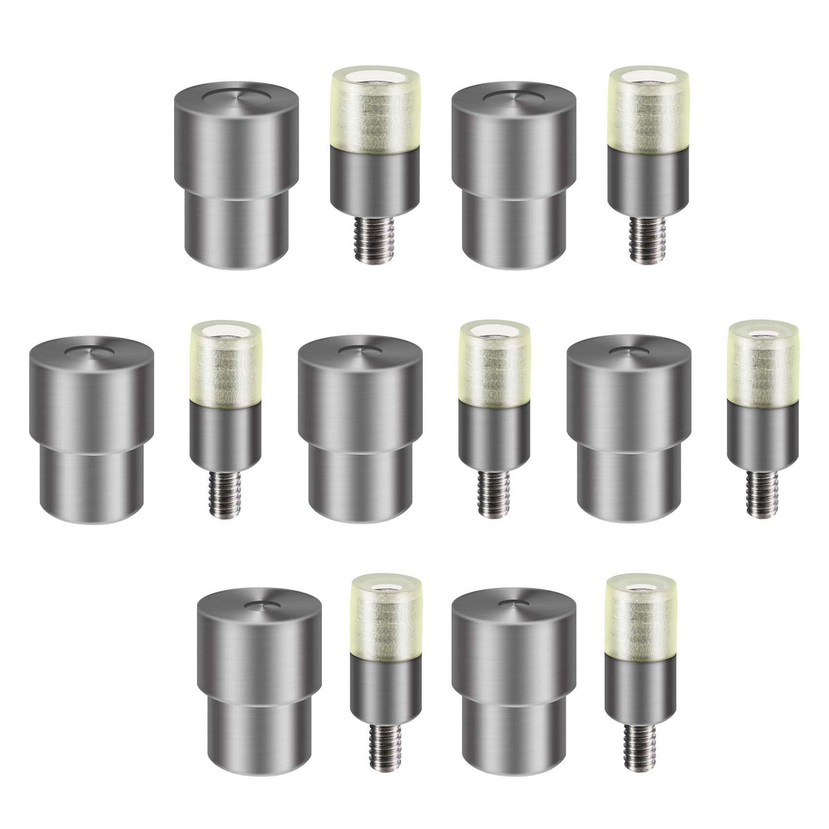 Silver Metal Double-Sided Rivet Magnetic Snap Hand Press Installation Tool, Snap Button Tool, 7 Pairs Double-Sided Rivet Moulds (5/6/7/8/9/10/12mm)