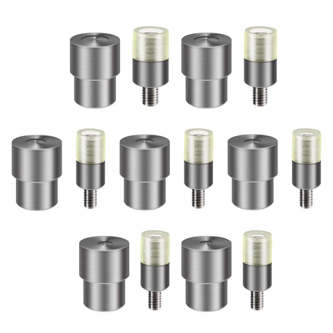 Silver Metal Double-Sided Rivet Magnetic Snap Hand Press Installation Tool, Snap Button Tool, 7 Pairs Double-Sided Rivet Moulds (5/6/7/8/9/10/12mm)
