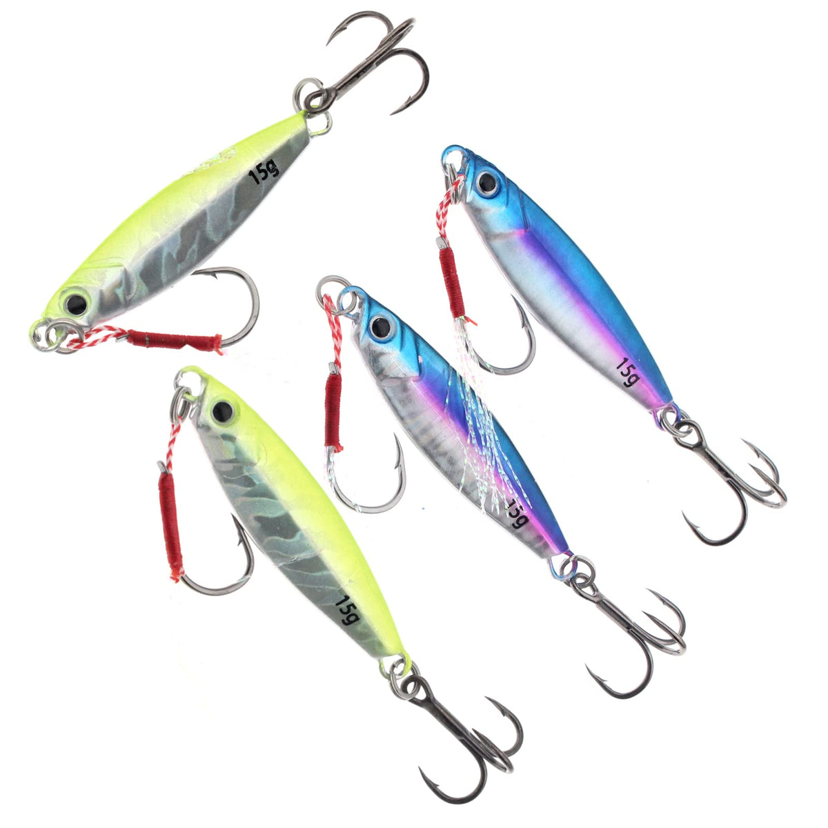 Fishing Jigs Metal Fishing Spoons Lures Hardbaits, Spinner Blade Bait Long Casting 3D Eyes Treble Hook VIB Swimbait Bass Walleye Fishing jigs for Freshwater Saltwater (H-4PCS-1/2OZ)