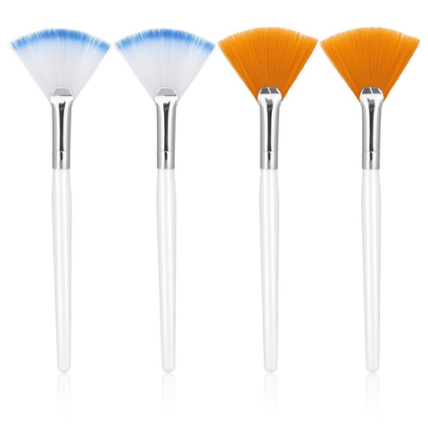 Giantree Pack of 4 Fan Face Mask Brush, Mask Brush, Face Brush, Mask Brush, Make Up Brush for Mud Face Cream, Blush, Highlighting, Loose Powder (Yellow Two-Tone)